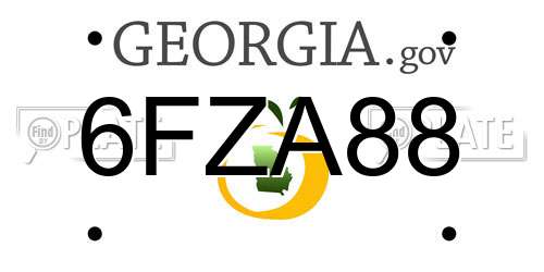 6FZA88 Georgia License Plate
