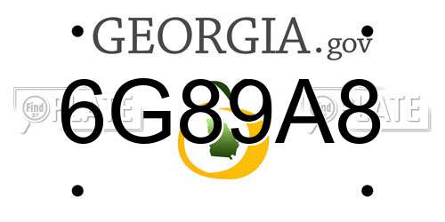 6G89A8 Georgia License Plate