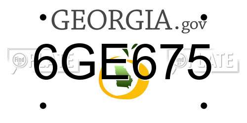 6GE675 Georgia License Plate