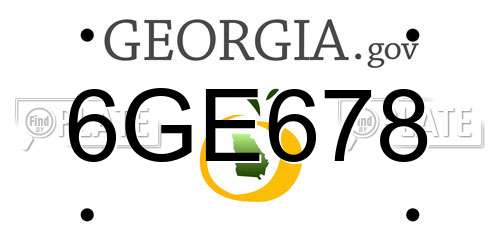 6GE678 Georgia License Plate