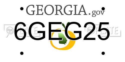 6GEG25 Georgia License Plate