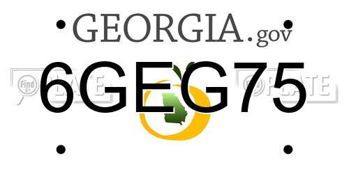 6GEG75 Georgia License Plate