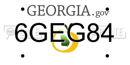 6GEG84 Georgia License Plate