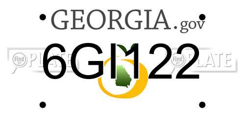 6GI122 Georgia License Plate