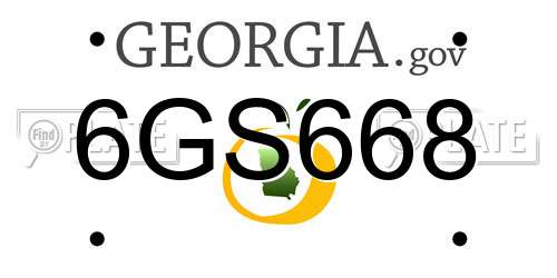 6GS668 Georgia License Plate