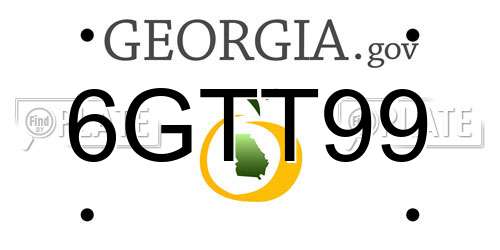 6GTT99 Georgia License Plate