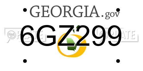 6GZ299 Georgia License Plate