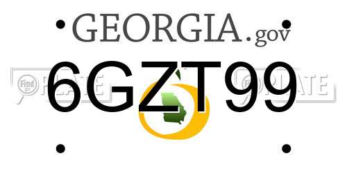 6GZT99 Georgia License Plate