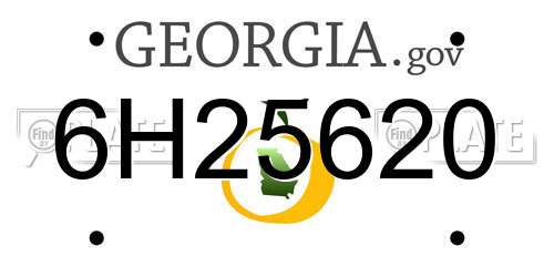 6H25620 Georgia License Plate