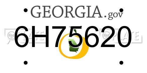 6H75620 Georgia License Plate