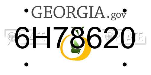 6H78620 Georgia License Plate