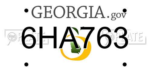 6HA763 Georgia License Plate