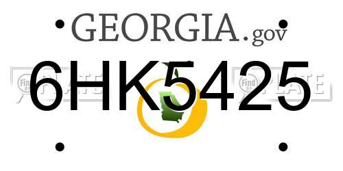 6HK5425 Georgia License Plate
