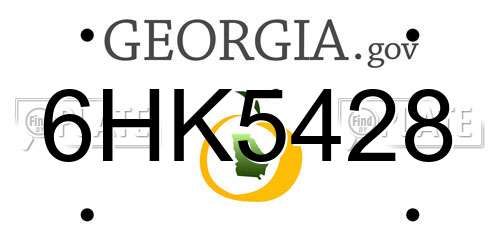 6HK5428 Georgia License Plate