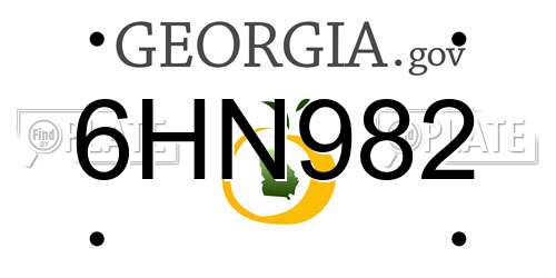 6HN982 Georgia License Plate