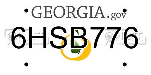 6HSB776 Georgia License Plate