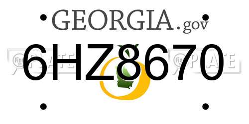 6HZ8670 Georgia License Plate