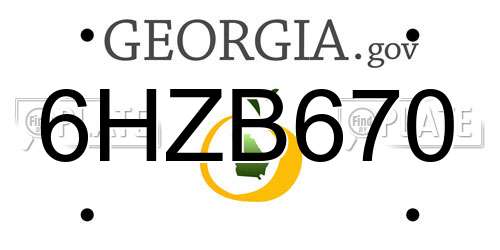 6HZB670 Georgia License Plate