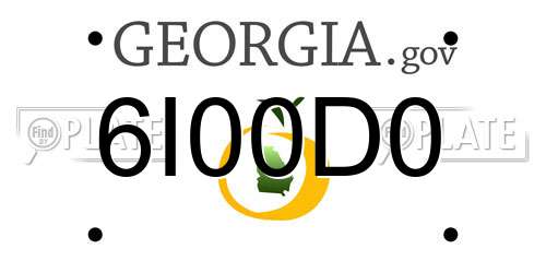 6I00D0 Georgia License Plate