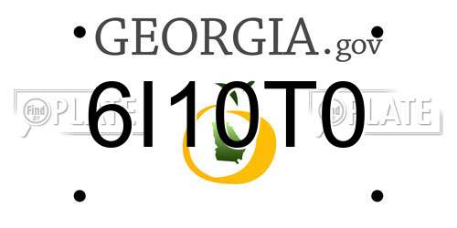 6I10T0 Georgia License Plate