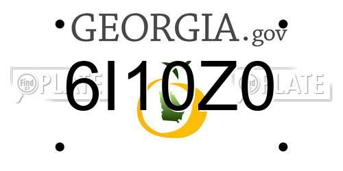 6I10Z0 Georgia License Plate