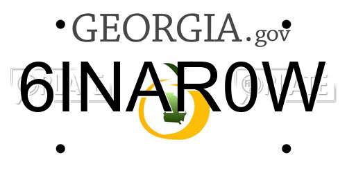 6INAR0W Georgia License Plate