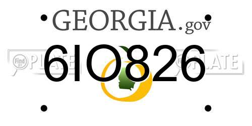 6IO826 Georgia License Plate
