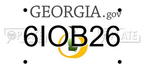 6IOB26 Georgia License Plate