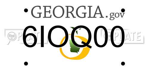6IOQ00 Georgia License Plate