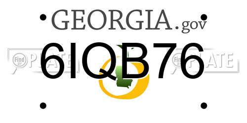 6IQB76 Georgia License Plate