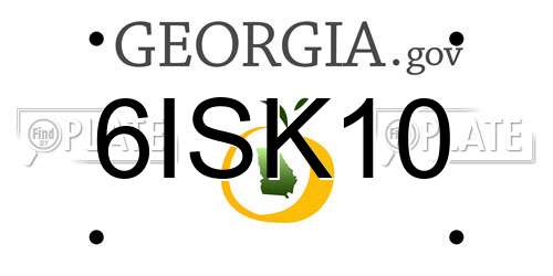 6ISK10 Georgia License Plate