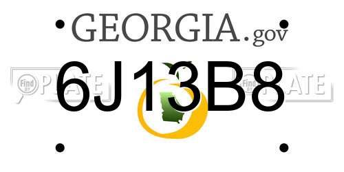 6J13B8 Georgia License Plate