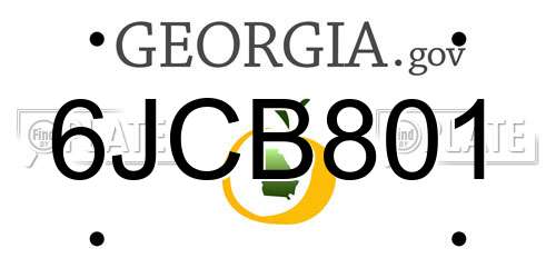 6JCB801 Georgia License Plate