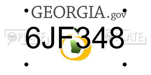 6JF348 Georgia License Plate