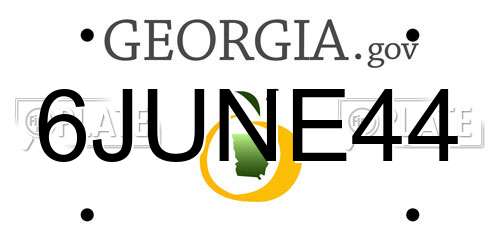 6JUNE44 Georgia License Plate