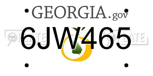 6JW465 Georgia License Plate