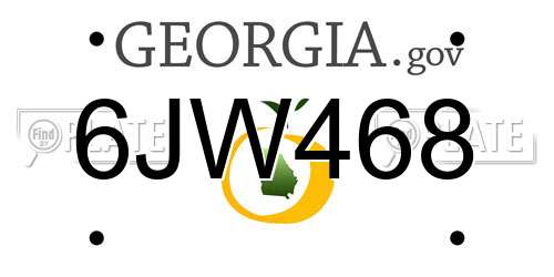6JW468 Georgia License Plate