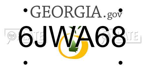 6JWA68 Georgia License Plate
