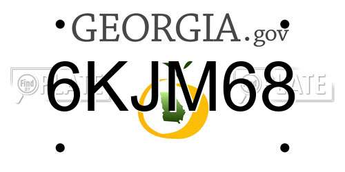 6KJM68 Georgia License Plate
