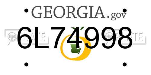 6L74998 Georgia License Plate