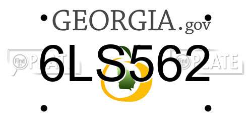 6LS562 Georgia License Plate