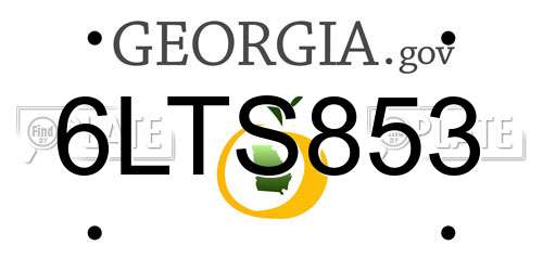 6LTS853 Georgia License Plate