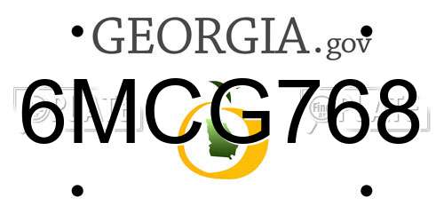 6MCG768 Georgia License Plate