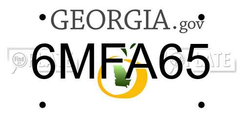 6MFA65 Georgia License Plate