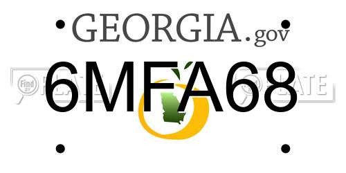 6MFA68 Georgia License Plate