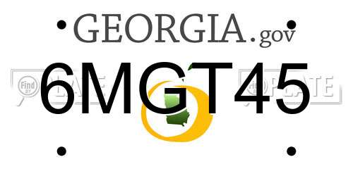 6MGT45 Georgia License Plate