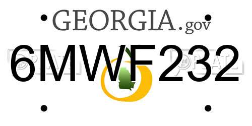 6MWF232 Georgia License Plate
