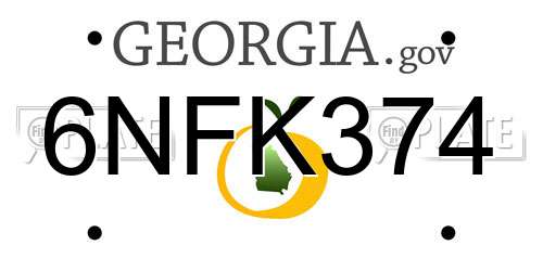 6NFK374 Georgia License Plate