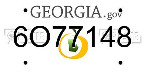 6O77148 Georgia License Plate