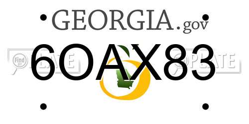 6OAX83 Georgia License Plate